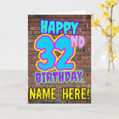 32e verjaardag - Leuke, stedelijke graffiti geïnsp Kaart (Gele Bloem)