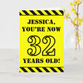 32e verjaardag: Leuke stencil stijl tekst, aangepa Kaart (Gele Bloem)