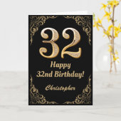 32e verjaardag Lijst zwart-gouden glitter Kaart (Gele Bloem)