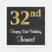 32e verjaardag ~ Luxurieuze Faux Gold-look # Servet (Voorkant)
