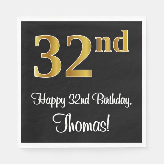 32e verjaardag ~ Luxurieuze Faux Gold-look # Servet (Voorkant)