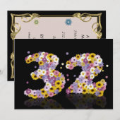 32e verjaardag, met bloembranen kaart (Voorkant / Achterkant)