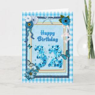 32e verjaardag met een scrapbook-effect kaart