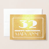 32e verjaardag: naam + Art Deco geïnspireerd look  Folie Kaarten (Voorkant met envelop)