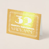 32e verjaardag: naam + Art Deco geïnspireerd look  Folie Kaarten (Voorkant)