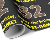 32e verjaardag: Naam & Faux Hout Grain Pattern "32 Cadeaupapier (Rol Hoek)