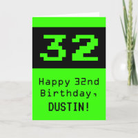 32e verjaardag: Nerdy / Geeky stijl "32" en naam