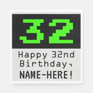 32e verjaardag - nerdy / geeky stijl "32" & naam servet