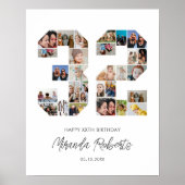 32e verjaardag nummer 32 aangepaste fotocollage poster (Voorkant)