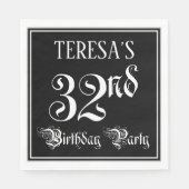 32e verjaardag Partij — Fancy Manuscript + de Naam Servet (Voorkant)