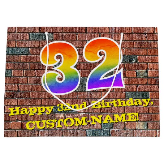 32e verjaardag: Plezier, op graffiti geïnspireerde Groot Cadeauzakje (Voorkant)