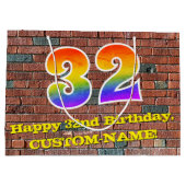 32e verjaardag: Plezier, op graffiti geïnspireerde Groot Cadeauzakje (Achterkant)