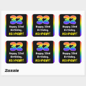 32e verjaardag: Regenboogspectrum # 32, Aangepaste Vierkante Sticker (Vel)