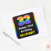 32e verjaardag: Regenboogspectrum # 32, Aangepaste Vierkante Sticker (Envelop)