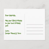 32e verjaardag: roze strepen & harten, regenboog 3 briefkaart (Achterkant)