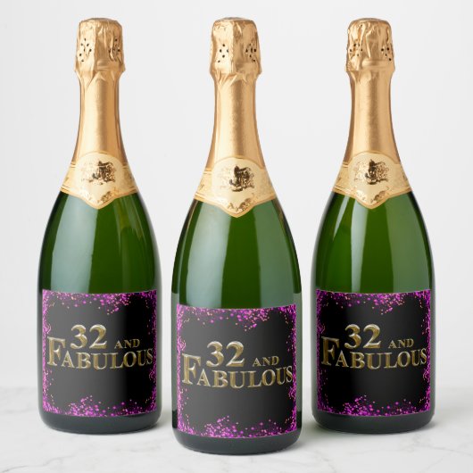 32e verjaardag sparkling wijnetiket (Flessen)
