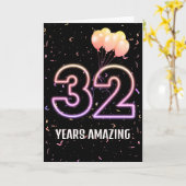 32e verjaardag van de luchtballonnen en Confetti Kaart (Gele Bloem)