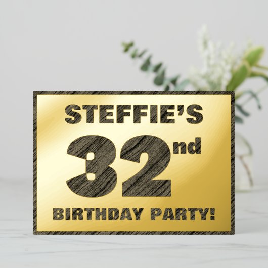 32e verjaardag van de partij van Birthday - Vette, Folie Uitnodiging (Staand Voorkant)