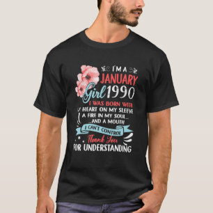 32e verjaardag van januari 1990 32 jaar t-shirt