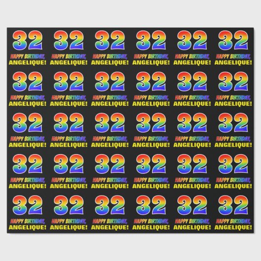 32e verjaardag: Vet, Vun, eenvoudig, regenboog 32 Cadeaupapier (Zoom)