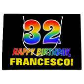 32e verjaardag: Vet, Vun, eenvoudig, regenboog 32 Groot Cadeauzakje (Voorkant)