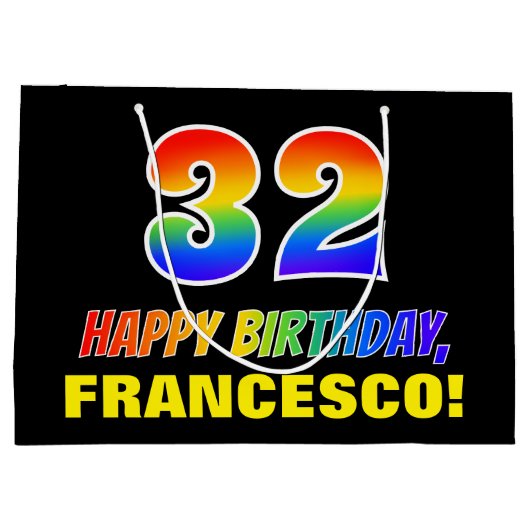 32e verjaardag: Vet, Vun, eenvoudig, regenboog 32 Groot Cadeauzakje (Achterkant)