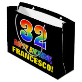 32e verjaardag: Vet, Vun, eenvoudig, regenboog 32 Groot Cadeauzakje (Achterkant Gekanteld)