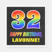 32e verjaardag: Vet, Vun, eenvoudig, regenboog 32 Servet (Voorkant)
