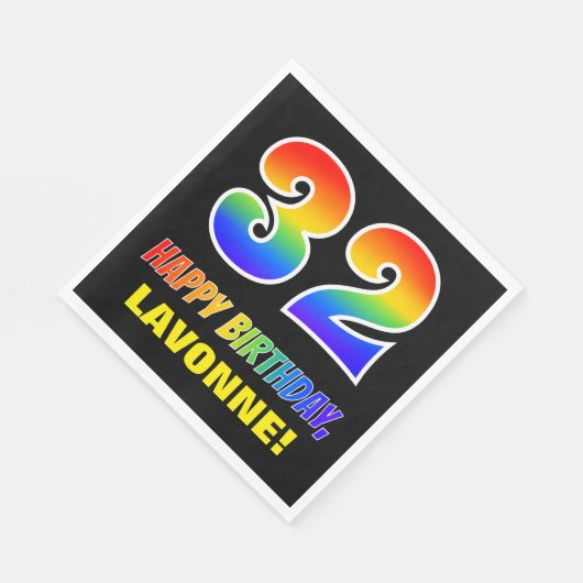 32e verjaardag: Vet, Vun, eenvoudig, regenboog 32 Servet (Hoek)