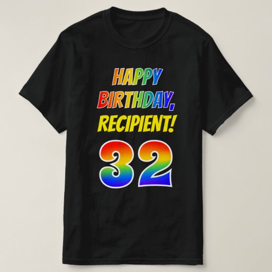 32e verjaardag — Vet, Vun, Regenboog 32, Eigen naa T-shirt (Design voorkant)