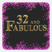 32e verjaardag vierkante sticker (Voorkant)