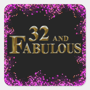 32e verjaardag vierkante sticker