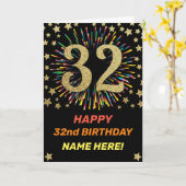 32e verjaardag vuurwerk Regenbow Gold Fun Kaart (Gele Bloem)