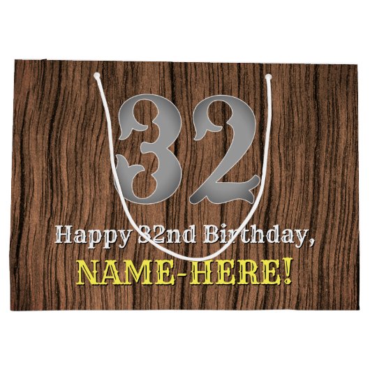 32e verjaardag: Westerne kijk op land, naam Groot Cadeauzakje (Achterkant)