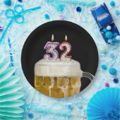 32e Verjaardagsbier op zwart Papier Bord (Feest)