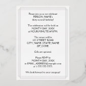 32e verjaardagsfeest — Elegante script + aangepast Folie Uitnodiging (Achterkant)