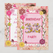 32e verjaardagsfeestje met bloemenfeest lijst kaart (Voorkant / Achterkant)
