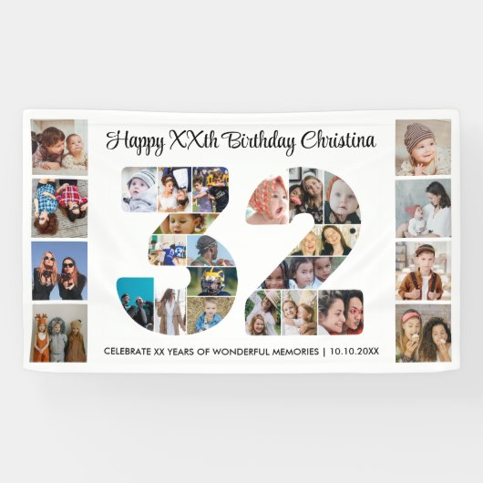 32e verpartij Foto Collage nummer 32 Spandoek (Horizontaal)