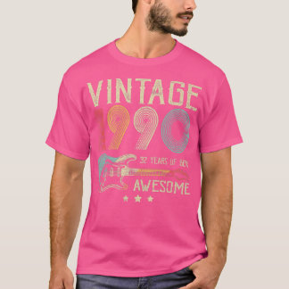 32nd Birthday Womens Mens Vintage Awesome 1990 Gui T-shirt