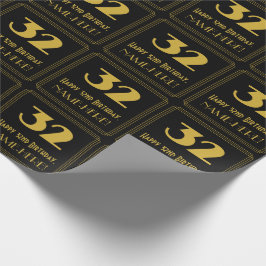 32ste verjaardag – Art Deco geïnspireerde uitstral Cadeaupapier