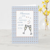 3317 Eerste jubileum champagne harten Kaart (Gele Bloem)