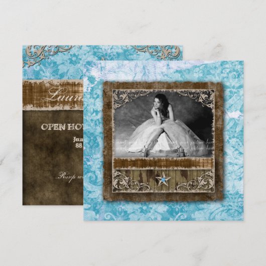 332 Quinceanera -fotokaart Star Blue Kaart (Voorkant / Achterkant)