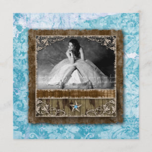 332 Quinceanera Vintage Fotokaart Ster Blauw Kaart