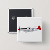 332e vuursteentje - Redtails - Tuskegee Airmen Vierkante Button 5,1 Cm (Voorkant /achterkant)