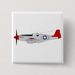 332e vuursteentje - Redtails - Tuskegee Airmen Vierkante Button 5,1 Cm