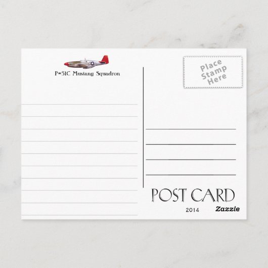 332nd Fighter Sq.-P-51C Mustang Fighter Squadron Briefkaart (Achterkant)