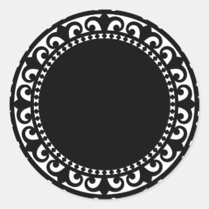 3332__DOILY-SHAPE-1 DE ZWARTE WITTE VORMEN DOIL RONDE STICKER