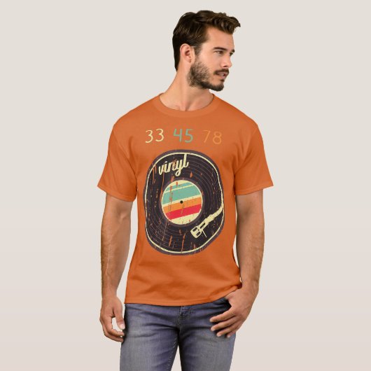 33 45 78  Retro Vinyl Record Platenspeler T-shirt (Voorkant volledig)