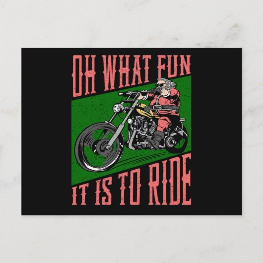 33.Biker Oh, wat leuk dat het is om kerstmis te ri Uitnodiging Briefkaart (Voorkant)