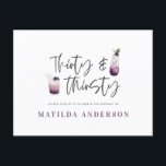 33 e 30e verjaardag uitnodiging briefkaart<br><div class="desc">30 en 30ste uitnodiging voor briefkaart van verjaardagsfeest. Met elegante illustraties van de waterverf van cocktails,  wijn,  roos,  gin,  in prachtige paars,  grijsjes en groenen. Een leuk ontwerp om je mijlpaal te vieren.</div>